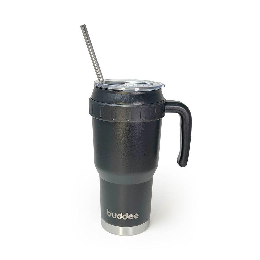 Buddee 1200ml Tumbler - large double-walled & insulated jug with handle, Sliding Lid & Straw