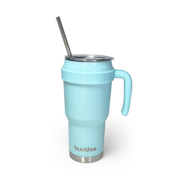 Buddee 1200ml Tumbler - large double-walled & insulated jug with handle, Sliding Lid & Straw