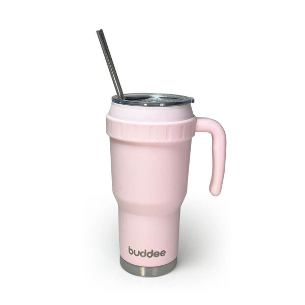 Buddee 1200ml Tumbler - large double-walled & insulated jug with handle, Sliding Lid & Straw