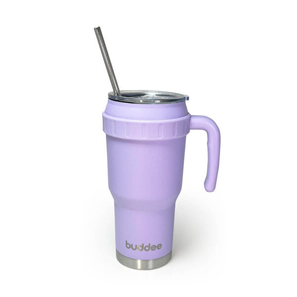 Buddee 1200ml Tumbler - large double-walled & insulated jug with handle, Sliding Lid & Straw