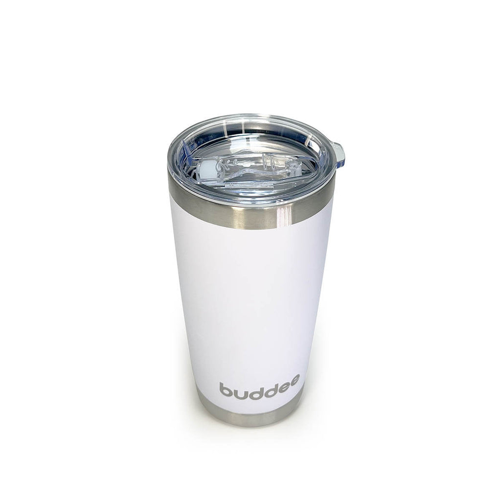 Buddee Stainless Steel 590ml Sliding Lid Insulated Tumbler – White