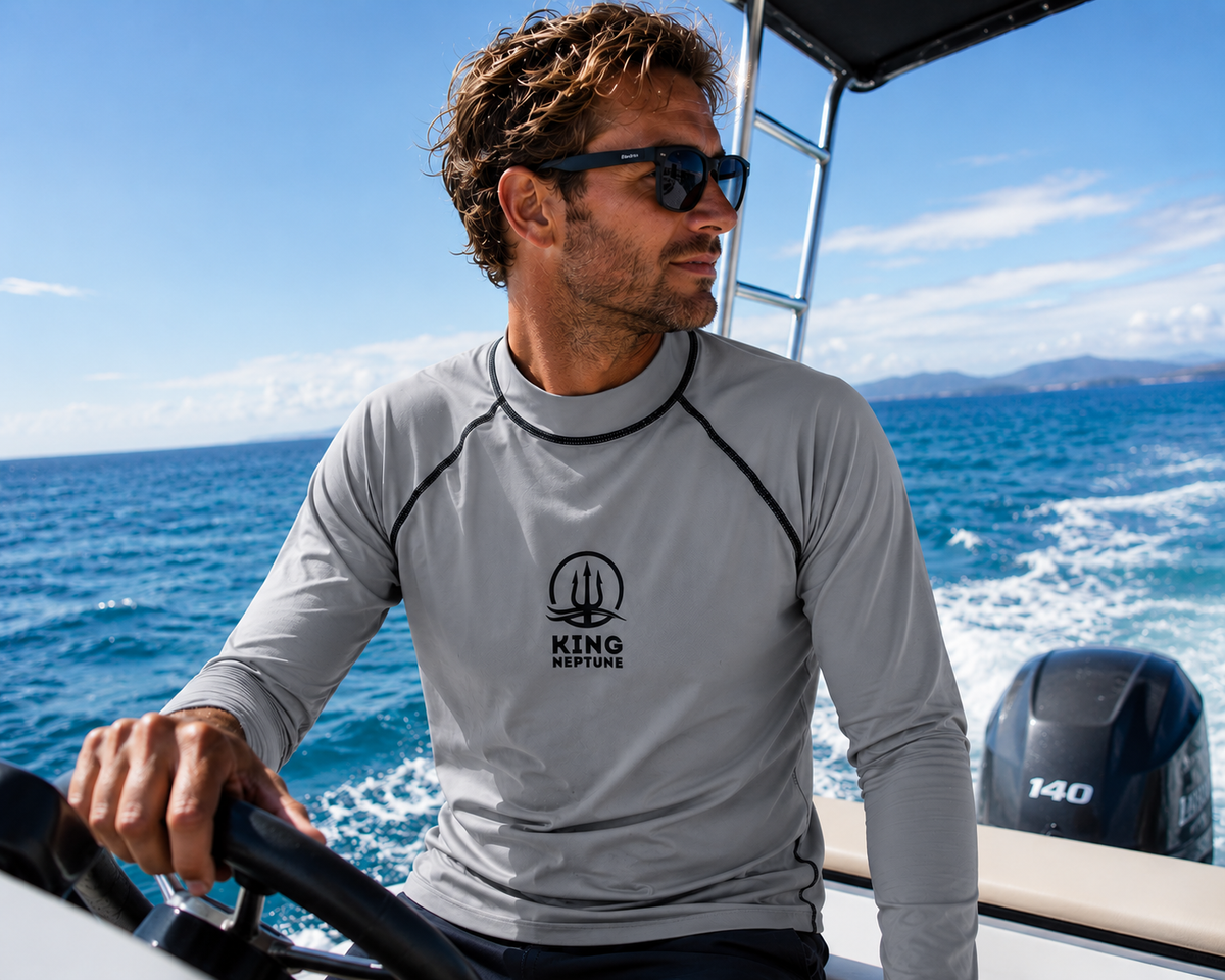 King Neptune Titanium Grey Long Sleeve Rash Vest - UPF 50