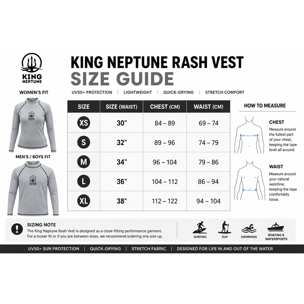 King Neptune Titanium Grey Long Sleeve Rash Vest - UPF 50