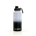 Buddee Bottle 960ml Stainless Steel, insulated, double-walled bottle wide mouth with spout lid (Pure white or Black fade)